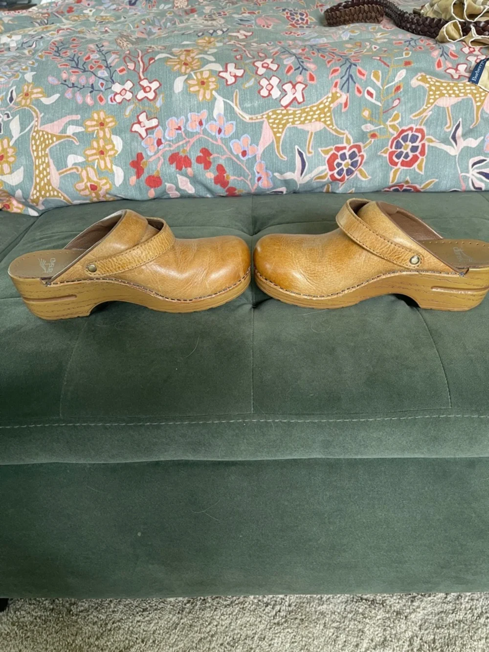 Dansko Beige Leather Clogs with Buckle - Picture 3 of 6